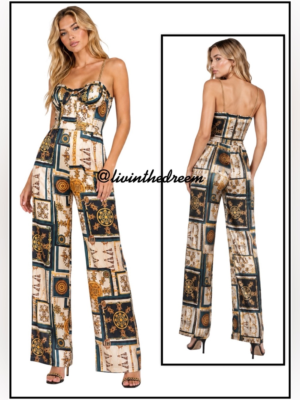 GUESS Los Angeles Baroque Scarf Print Jumpsuit SZ XS
